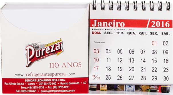 Calendrio de mesa com wire-o e caixinha de rascunhos JK 046