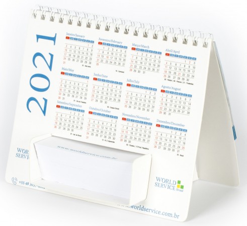 Calendrio de mesa personalizado com wire-o e caixinha de rascunhos JK 053